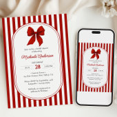 Chic Red Coquette Bow Vrijgezellenfeest Kaart