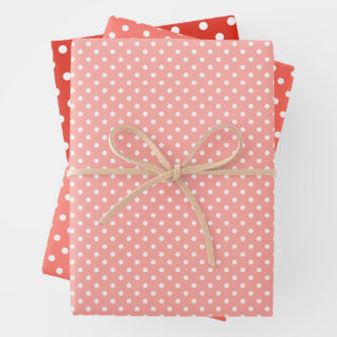 Chic Red Coral Oranje White Polka Dots Pattern Inpakpapier Vel