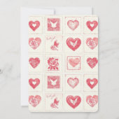 Chic Red Cream Hearts Wedding Kaart (Achterkant)