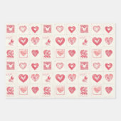 Chic Red Cream Love Hearts Wedding Inpakpapier Vel (Voorkant)