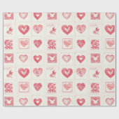 Chic Red Cream Valentijn Hearts Love Cadeaupapier (Vlak)