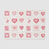 Chic Red Cream Valentijn Hearts Love Tissuepapier (Voorkant)
