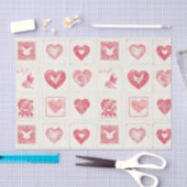 Chic Red Cream Valentijn Hearts Love Tissuepapier (Craft)