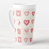 Chic Red Cream Valentijn Love Hearts Wedding Latte Mok (Linkerhoek)