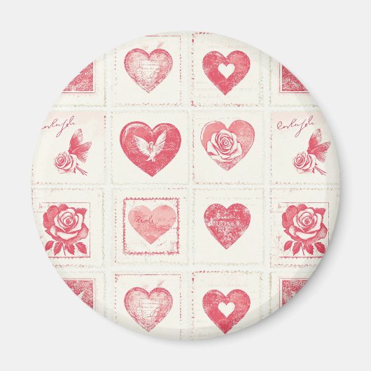 Chic Red Cream Valentijn Love Magneet (Voorkant)