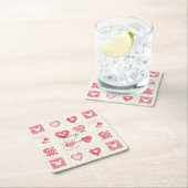 Chic Red Cream Valentijn Love Wedding Kartonnen Onderzetters (Insitu)