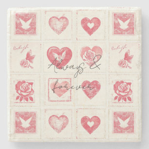 Chic Red Cream Valentijn Love Wedding Stenen Onderzetter
