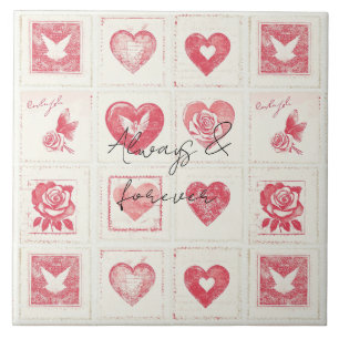 Chic Red Cream Valentijn Love Wedding Tegeltje