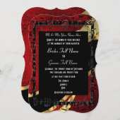 Chic red damask Gold elegant formal bruiloft Kaart (Voorkant / Achterkant)