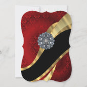 Chic red damask Gold elegant formal bruiloft Kaart (Achterkant)