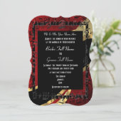 Chic red damask Gold elegant formal bruiloft Kaart (Staand voorkant)