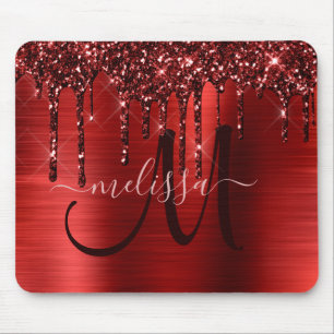 Chic Red Driving Glitter Metal Monogram Muis Muismat