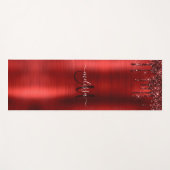 Chic Red Driving Glitter Monogram Naam Yogamat (Voorkant (horizontaal))
