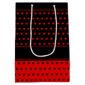 Chic Red en Black Hearts Pattern, Name Sjabloon Medium Cadeauzakje (Achterkant)