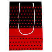 Chic Red en Black Hearts Pattern, Name Sjabloon Medium Cadeauzakje (Achterkant)