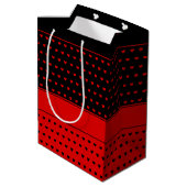 Chic Red en Black Hearts Pattern, Name Sjabloon Medium Cadeauzakje (Achterkant Gekanteld)