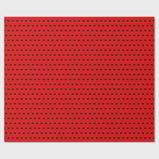 Chic Red en Black Hearts Pattern Wrapping Paper Cadeaupapier (Vlak)