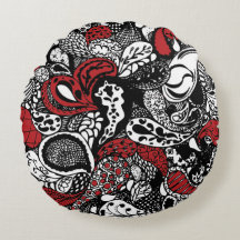 Chic Red en Black Paisley Pillow