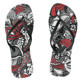 Chic Red en Black Paisley-Teenslippers Teenslippers