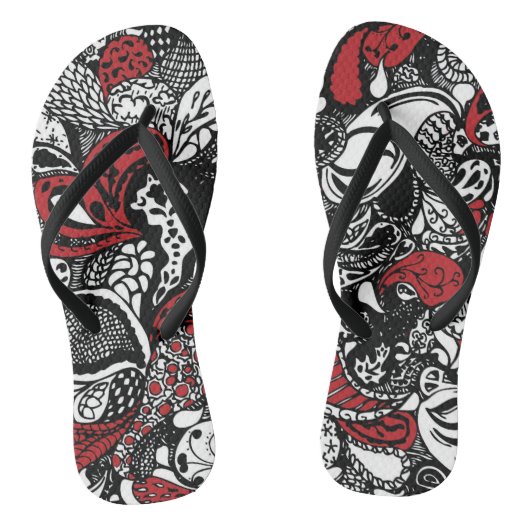Chic Red en Black Paisley-Teenslippers Teenslippers (Voetbed)