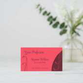 Chic Red en Burgundy Ornamental Squiggins  Visitekaartje (Staand voorkant)