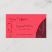 Chic Red en Burgundy Ornamental Squiggins  Visitekaartje (Voorkant)