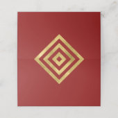 Chic Red en Faux Gold geometrisch Plaatskaartje (Buitenkant ongevouwen)