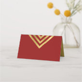 Chic Red en Faux Gold geometrisch Plaatskaartje (Achterkant)