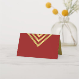 Chic Red en Faux Gold geometrisch Plaatskaartje