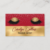 Chic Red en Gold Makeup Eyes Visitekaartje (Voorkant)