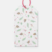 Chic Red en Green Holly en Pine Wreater Kerstmis Cadeaulabel (Achterkant)