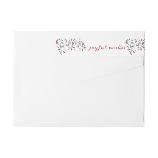 Chic Red en Green Holly Joyful Wishes kerst (Achterkant)