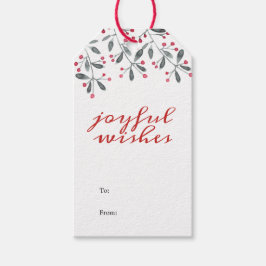 Chic Red en Green Kerstmis Holly Leaves Cadeaulabel