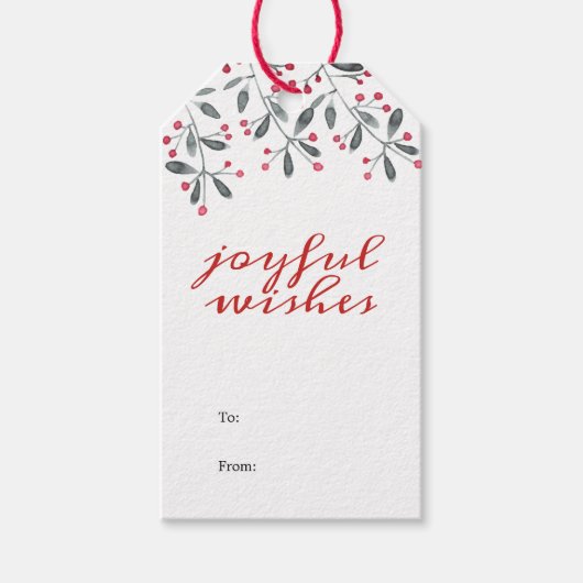 Chic Red en Green Kerstmis Holly Leaves Cadeaulabel (Voorkant)