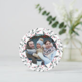 Chic Red en Green Waterverf Holly Kerstmis Wreater Kaart (Staand voorkant)