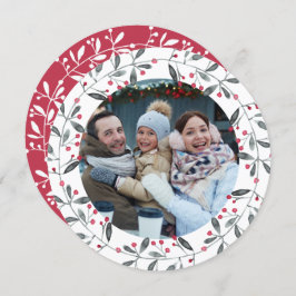 Chic Red en Green Waterverf Holly Kerstmis Wreater Kaart