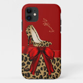 Chic Red en Jaguar Print Case-Mate iPhone Case (Achterkant)