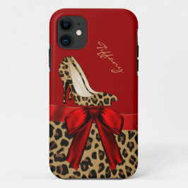 Chic Red en Jaguar Print Case-Mate iPhone Case