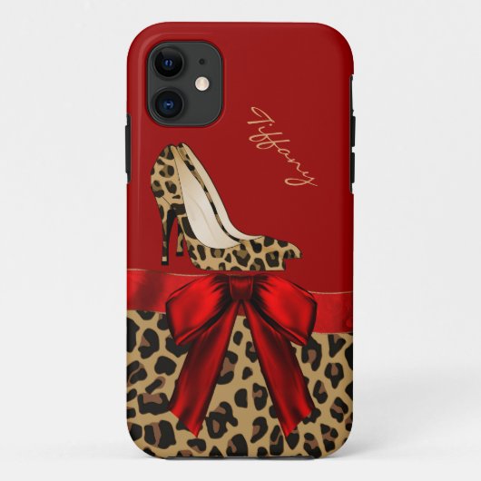 Chic Red en Jaguar Print Case-Mate iPhone Case (Achterkant)