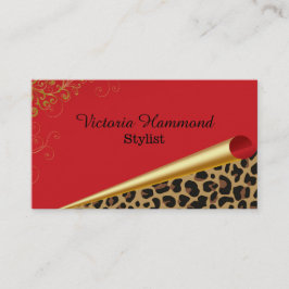 Chic Red en Jaguar Print Visitekaartje