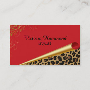 Chic Red en Jaguar Print Visitekaartje