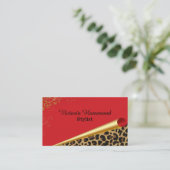 Chic Red en Jaguar Print Visitekaartje (Staand voorkant)