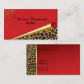 Chic Red en Jaguar Print Visitekaartje (Voorkant / Achterkant)
