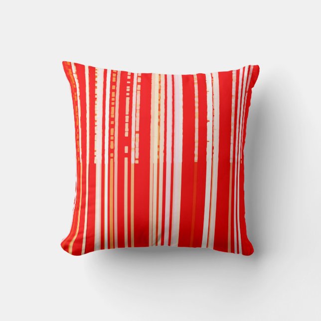 Chic Red en White Stripes Kussen (Voorkant)