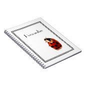 Chic Red en zwart gepolijst Ladybug met naam Notitieboek (Rechterzijde)