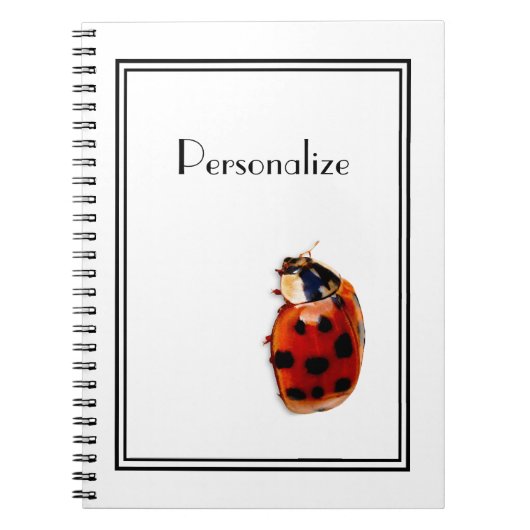 Chic Red en zwart gepolijst Ladybug met naam Notitieboek (Voorkant)