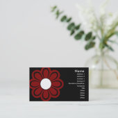 Chic Red Flower op zwart Visitekaartje (Staand voorkant)
