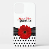 Chic Red Gerbera Daisy Polka Dot Case-Mate iPhone Case (Achterkant)