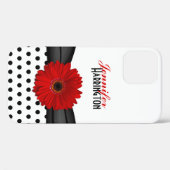 Chic Red Gerbera Daisy Polka Dot Case-Mate iPhone Case (Achterkant (horizontaal))