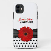 Chic Red Gerbera Daisy Polka Dot iPhone 5 Hoesje (Achterkant)